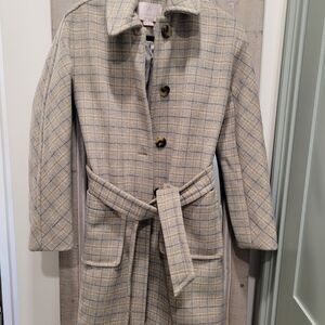 Gal Meets Glam Beige Plaid Trench Coat